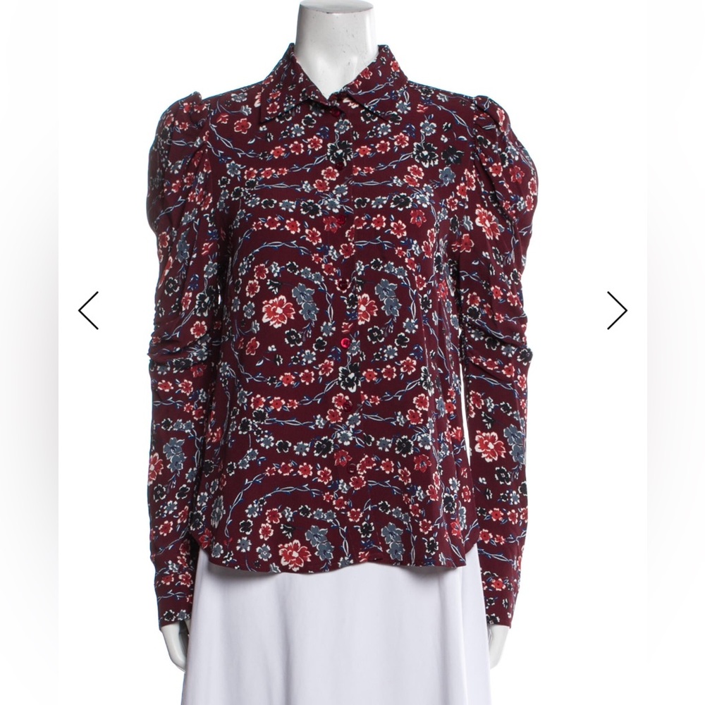 See By Chloe Burgundy Patterned Long Sleeve Blouse S